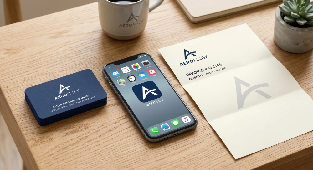 professional logo design A versatile business logo functioning perfectly across business cards, mobile apps, and printed invoices.